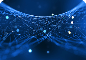 Interconnected data network in blue