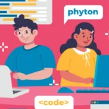 imagen de personas animadaas mosetrando logos de programación